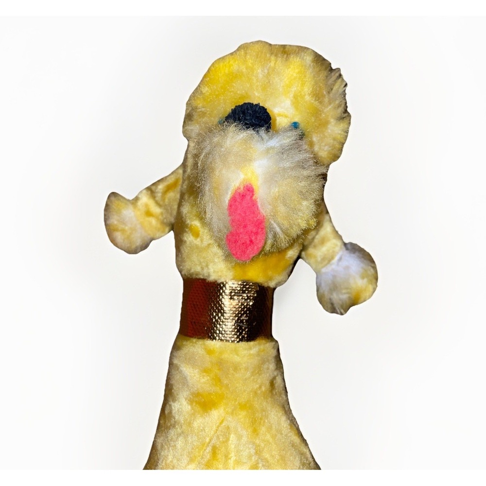 1950s Vintage Stuffed Yellow‎ Poodle Dog  20 Inches  Tall